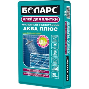 Клей плиточный БОЛАРС АКВА ПЛЮС усиленный водостойкий для бассенов, 25 кг