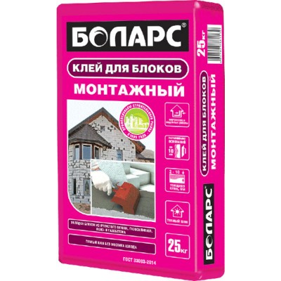 Клей для блоков БОЛАРС МОНТАЖНЫЙ, 25 кг Клей для блоков БОЛАРС МОНТАЖНЫЙ, 25 кг