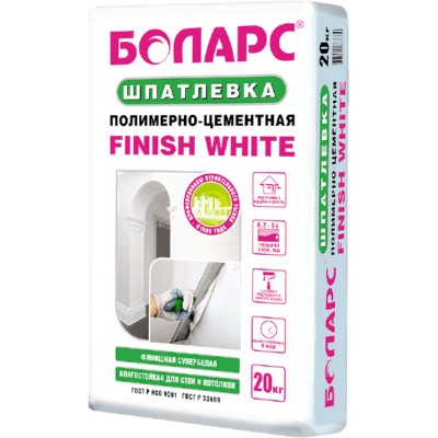 Шпатлевка Боларс Finish White полимерно цементная, 20 кг Шпатлевка Боларс Finish White полимерно цементная, 20 кг