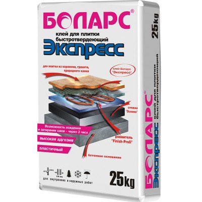 Плиточный клей Боларс Экспресс быстросохнущий, 25 кг Плиточный клей Боларс Экспресс быстросохнущий, 25 кг