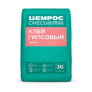 Клей гипсовый ЦЕМРОС ЦС-006 монтажный (зимний, до -15С), 30 кг Клей гипсовый ЦЕМРОС ЦС-006 монтажный (зимний, до -15С), 30 кг