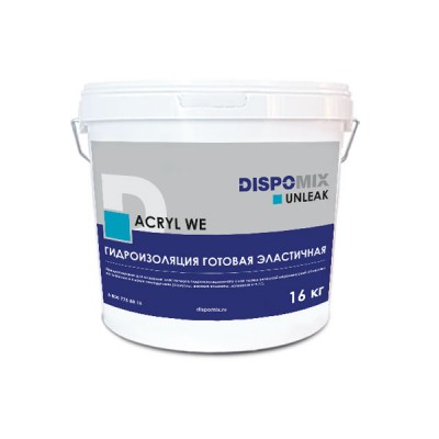 Гидроизоляция готовая Dispomix Unleak Acryl WE эластичная, 16 кг Гидроизоляция готовая Dispomix Unleak Acryl WE эластичная, 16 кг