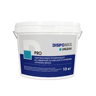 Гидроизоляция цементная Dispomix Unleak Pro проникающая, 10 кг Гидроизоляция цементная Dispomix Unleak Pro проникающая, 10 кг