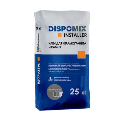 Клей плиточный Dispomix Installer MX300 C2E S1 эластичный для керамогранита и камня, 25 кг Клей плиточный Dispomix Installer MX300 C2E S1 эластичный для керамогранита и камня, 25 кг