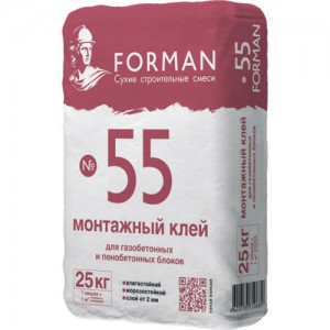 Клей для пенобетонных и газобетонных блоков Forman 55