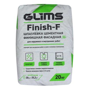 Глимс Finish-F шпатлевка фасадная финишная белая , 20 кг