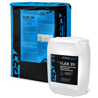 GLIMS PRO WP Flex 2K гидроизоляция двухкомпонентная, 25 кг + 9,5 кг GLIMS PRO WP Flex 2K гидроизоляция двухкомпонентная, 25 кг + 9,5 кг