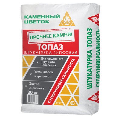 Штукатурка гипсовая Каменный цветок "ТОПАЗ", 30 кг Штукатурка гипсовая Каменный цветок "ТОПАЗ", 30 кг