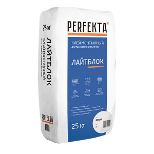 Клей монтажный белый для блоков PERFEKTA (Перфекта) Лайтблок (Белый), 25 кг