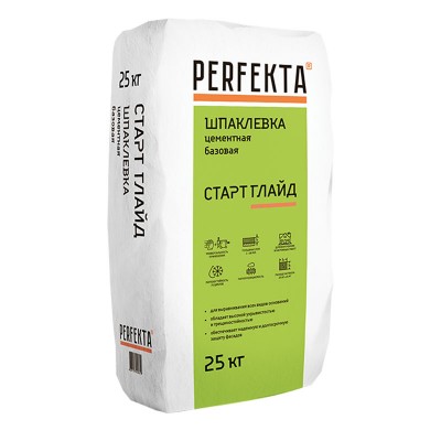 Шпатлевка Perfekta Старт Глайд МН (Белый) цементная базовая, 25 кг Шпатлевка Perfekta Старт Глайд МН (Белый) цементная базовая, 25 кг