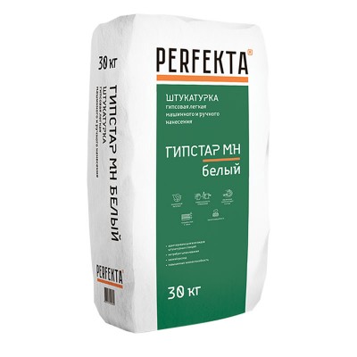 Штукатурка гипсовая Perfekta Гипстар (белая) машинного нанесения, 30 кг Штукатурка гипсовая Perfekta Гипстар (белая) машинного нанесения, 30 кг