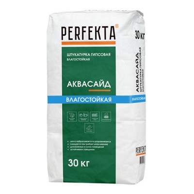 Штукатурка гипсовая Perfekta Аквасайд влагостойкая, 30 кг Штукатурка гипсовая Perfekta Аквасайд влагостойкая, 30 кг