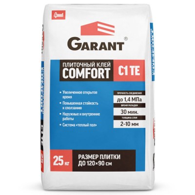 Плиточный клей Старатели Garant Comfort C1TE, 25 кг Плиточный клей Старатели Garant Comfort C1TE, 25 кг