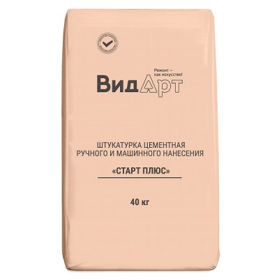 Штукатурка цементная ВидАрт СТАРТ ПЛЮС, 40 кг Штукатурка цементная ВидАрт СТАРТ ПЛЮС, 40 кг